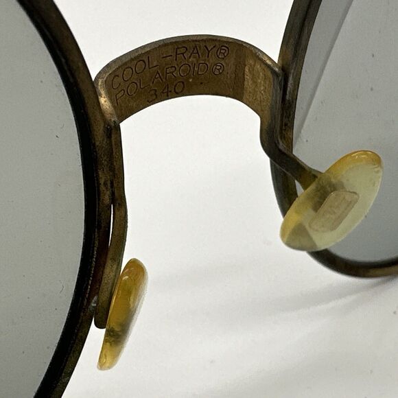 Oleg Cassini Cool Ray Polaroid 340 Round Gold Sunglasses 1960s Vtg Hippy Gypsy